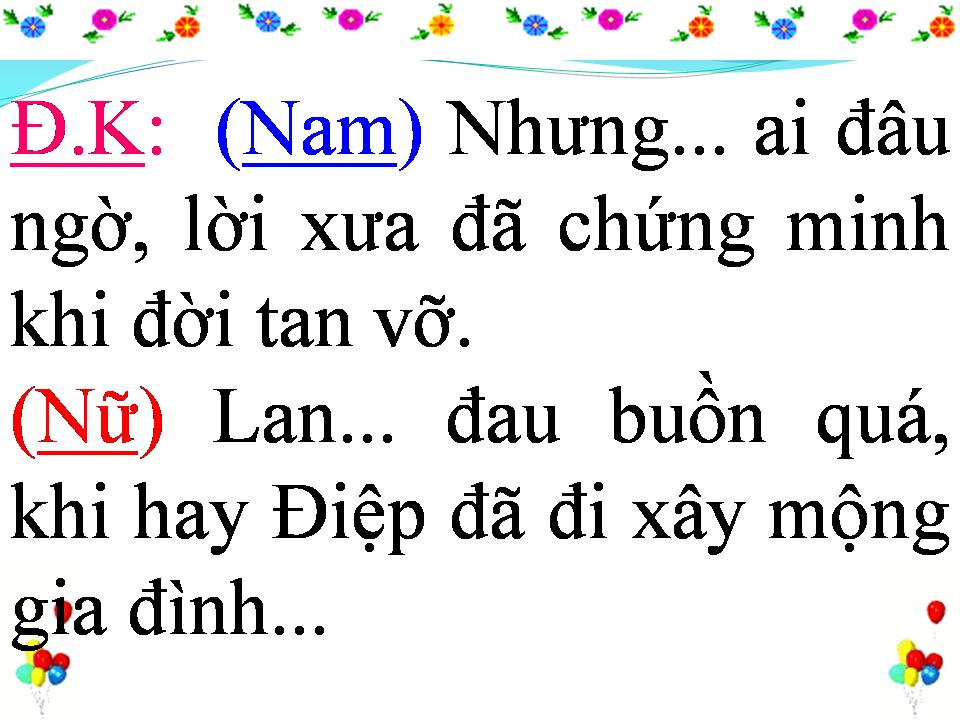 Lời bài hát CHUYỆN TÌNH LAN VÀ ĐIỆP 1
