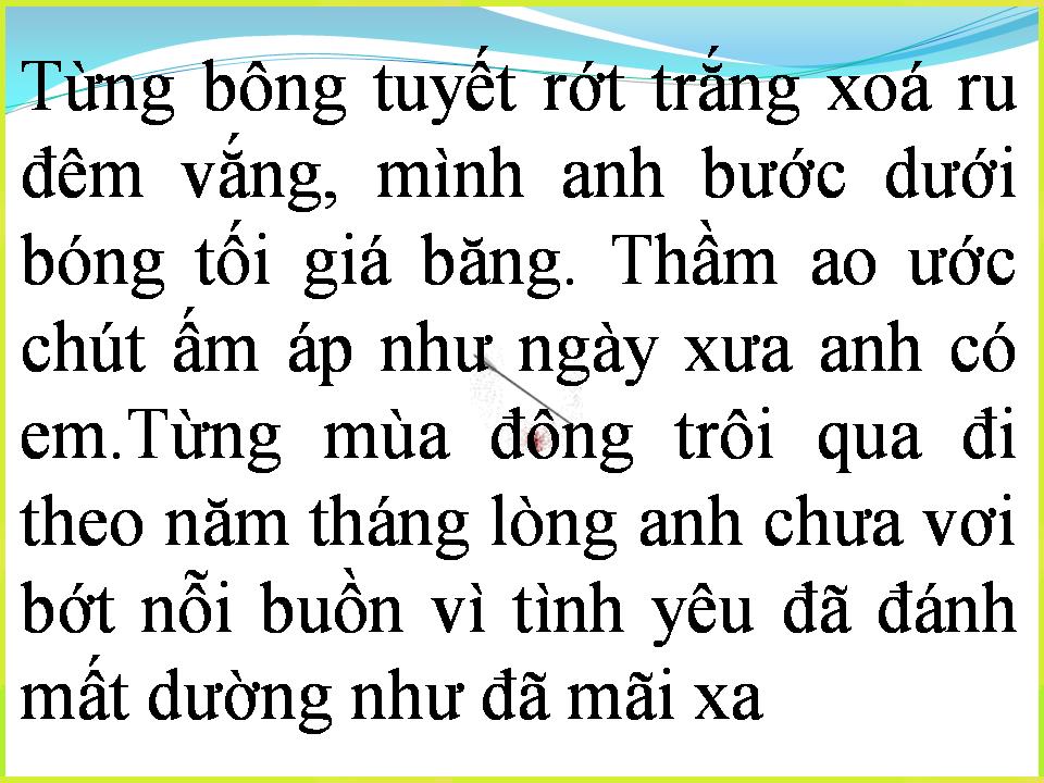 Lời bài hát CHUYỆN TÌNH MÙA ĐÔNG 2