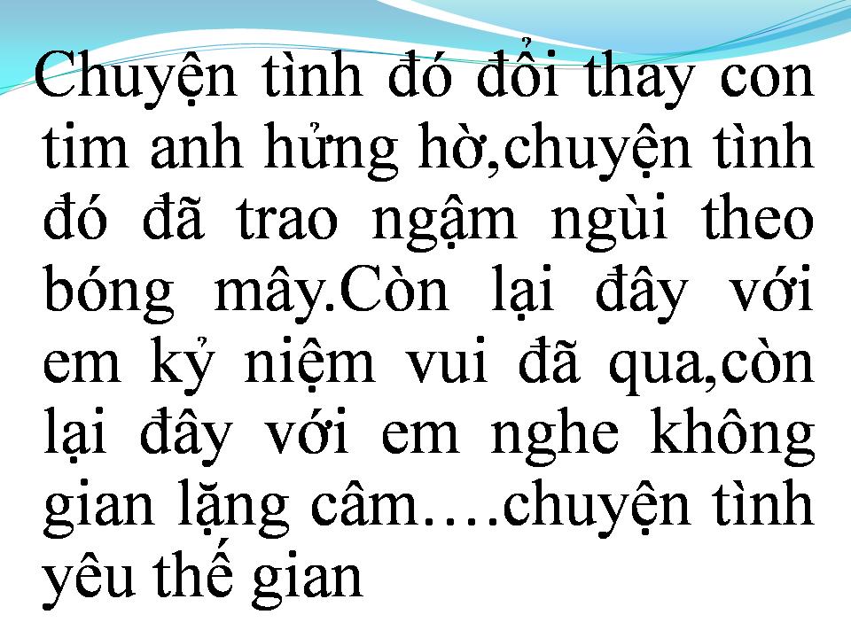 Lời bài hát CHUYỆN TÌNH YÊU THẾ GIAN