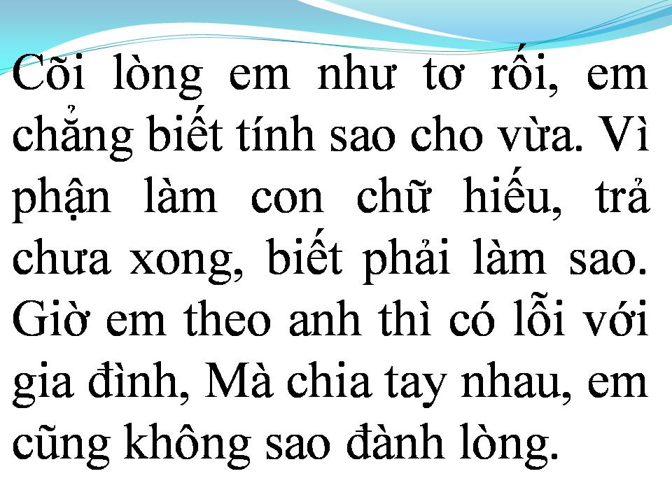 Lời bài hát CHỮ HIẾU CHỮ TÌNH