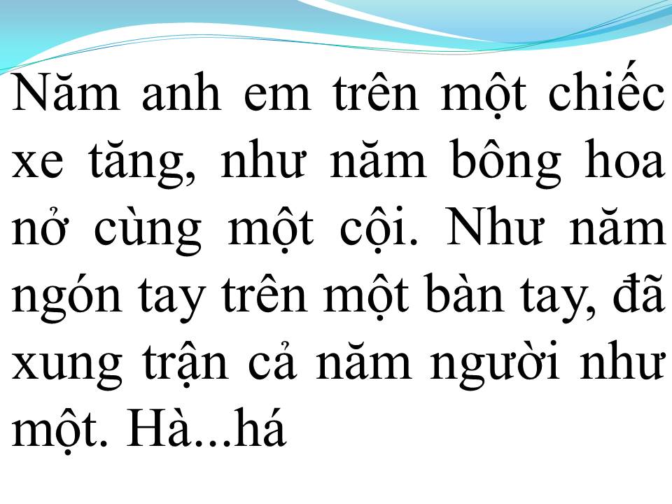 Lời bài hát NĂM ANH EM TRÊN MỘT CHIẾC XE TĂNG