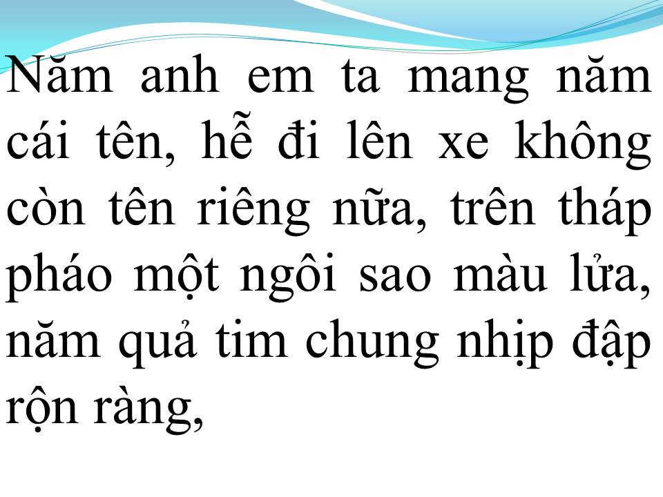 Lời bài hát NĂM ANH EM TRÊN MỘT CHIẾC XE TĂNG