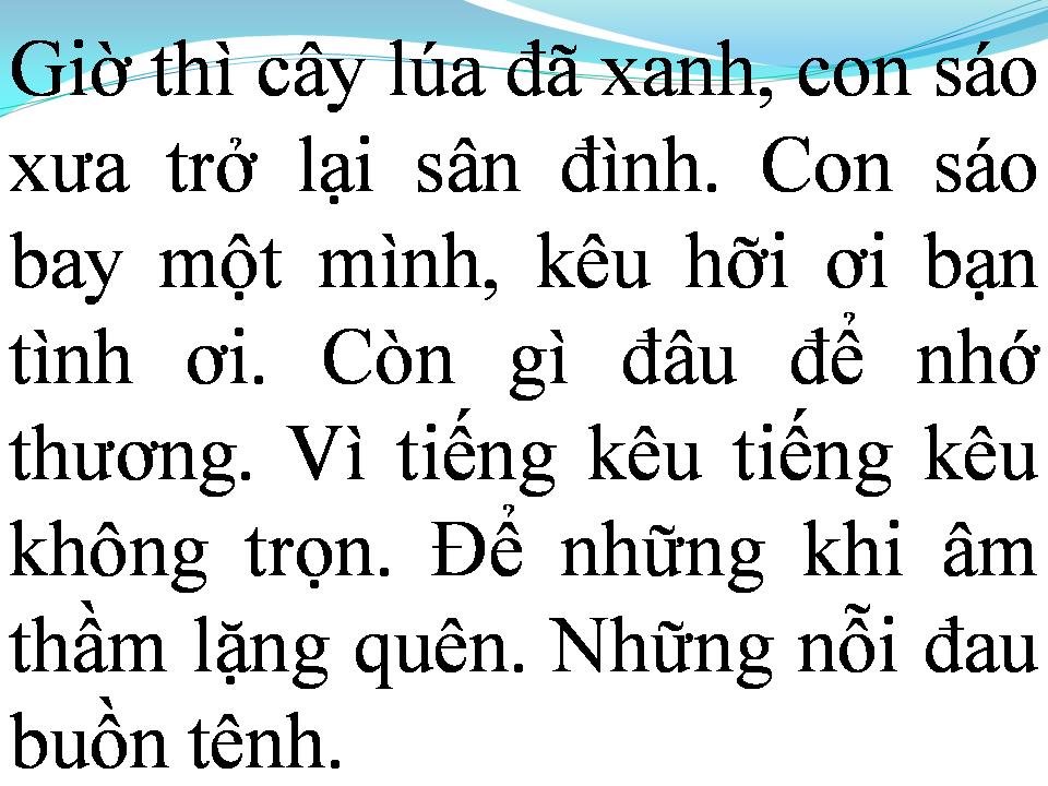 Lời bài hát NỖI BUỒN CHIM SÁO