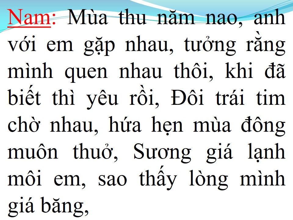 Lời bài hát NỐI LẠI TÌNH XƯA (SONG CA)