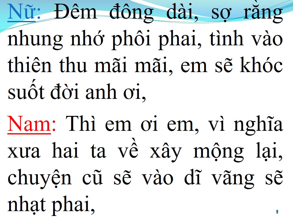 Lời bài hát NỐI LẠI TÌNH XƯA (SONG CA)