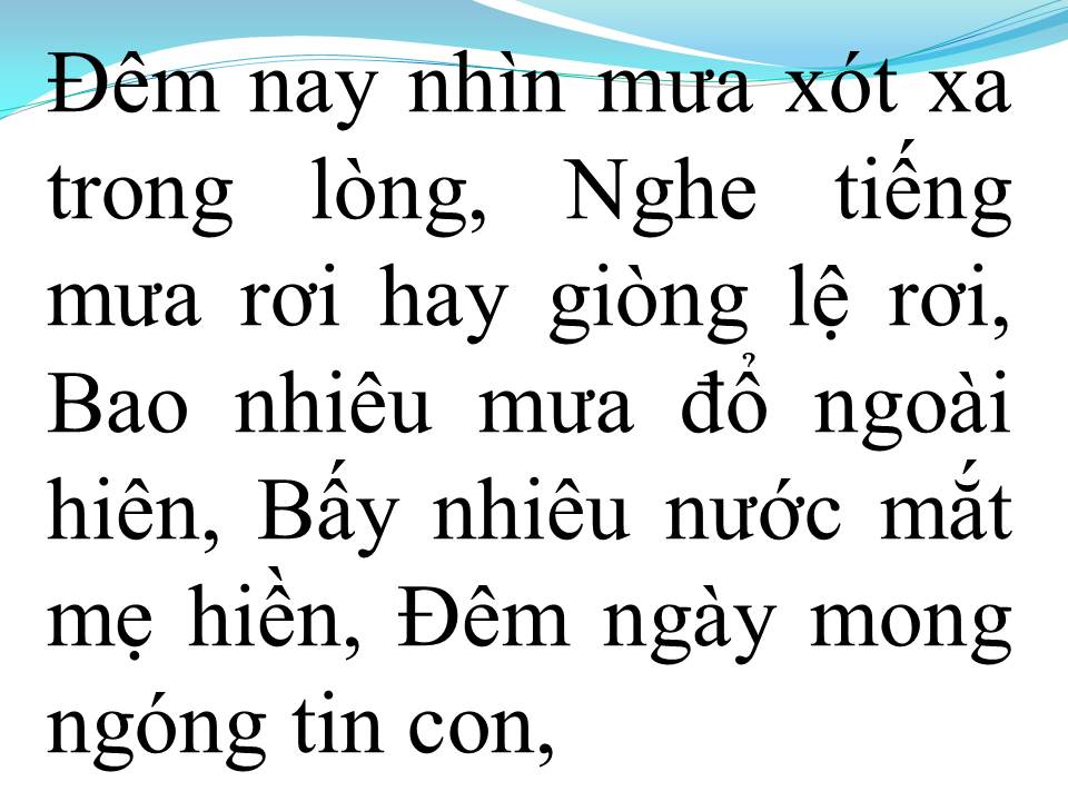 Lời bài hát NƯỚC MẮT MẸ HIỀN