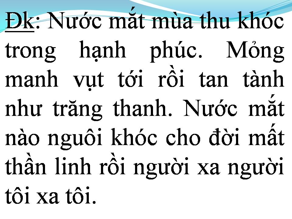 Lời bài hát NƯỚC MẮT MÙA THU