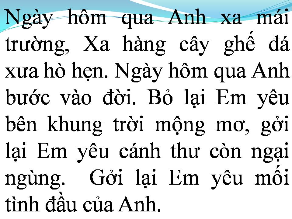 Lời bài hát NGÀY HÔM QUA