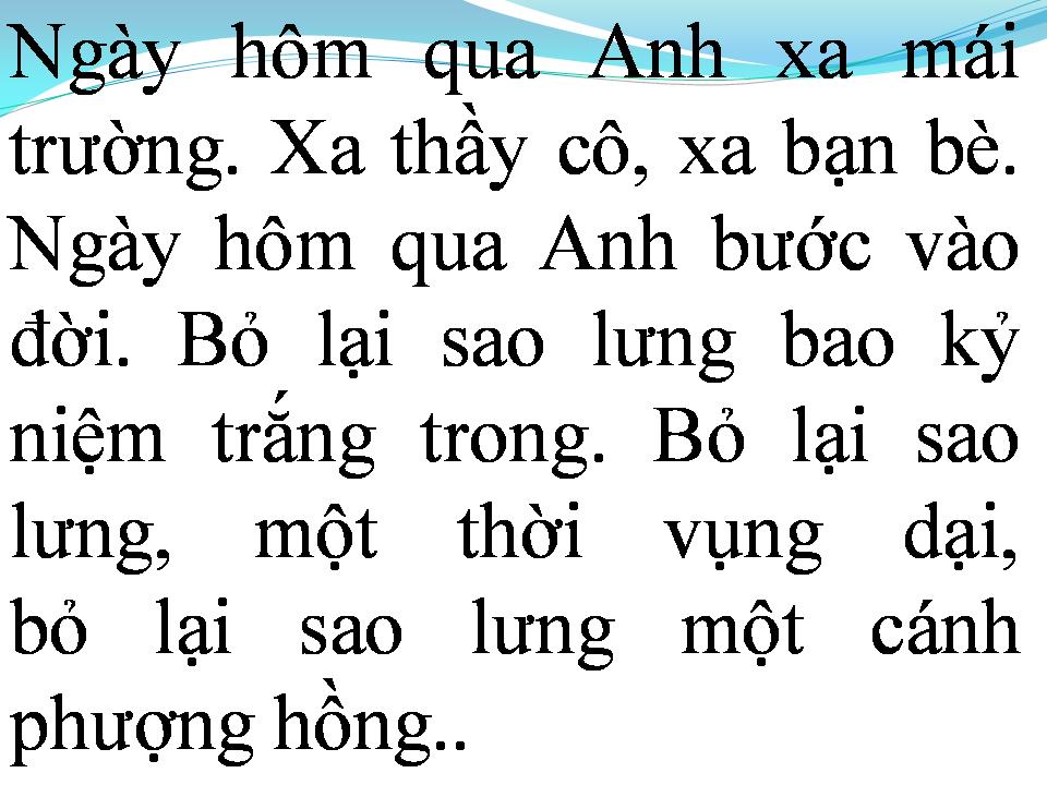 Lời bài hát NGÀY HÔM QUA
