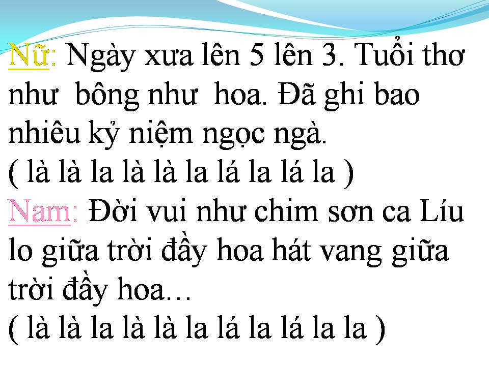 Lời bài hát NGÀY XƯA LÊN NĂM LÊN BA