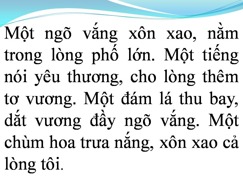 Lời bài hát NGÕ VẮNG XÔN XAO